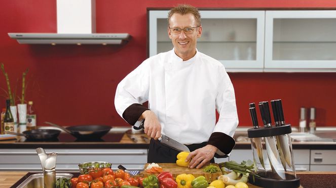 
                    The chef's knife is appropriate for cutting vegetables and fruit