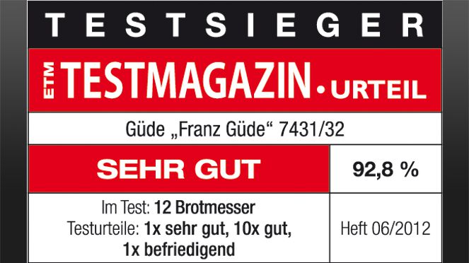 
                    Güde Brotmesser Profi wurde zum Testsieger gewählt