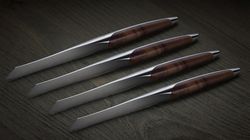 Bois de chêne/bois de noyer, Swiss knife couteau à steak set de 4