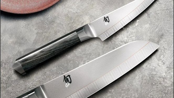 
                    Shun Kagerou utility knife with Shun Kagerou Santoku