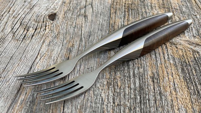 
                    steak fork set walnut made by sknife Biel