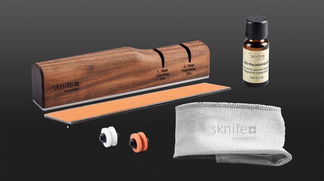 
                    The precision sharpener with care set is the perfect combination of sharpening and care